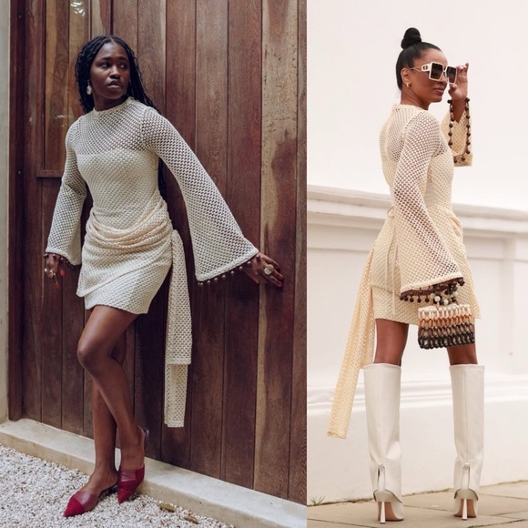 Andrea Iyamah Egu Crochet Mesh Mini Dress NEW with tags - Picture 2 of 10